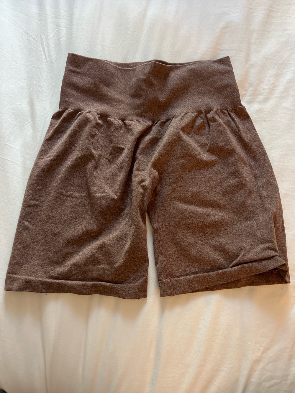 High-Waist Athletic Shorts in Brown